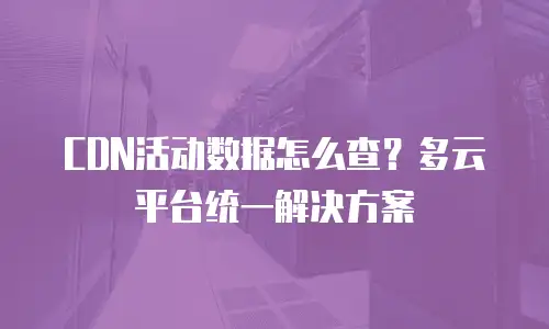 CDN活动数据怎么查？多云平台统一解决方案