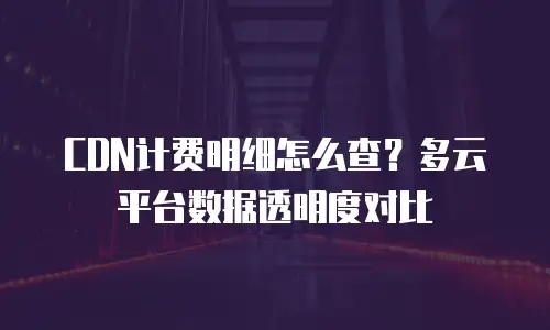 CDN计费明细怎么查？多云平台数据透明度对比