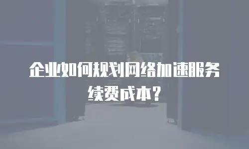 企业如何规划网络加速服务续费成本？