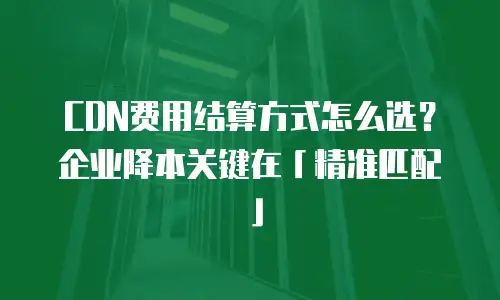 CDN费用结算方式怎么选？企业降本关键在「精准匹配」