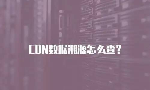 CDN数据溯源怎么查？