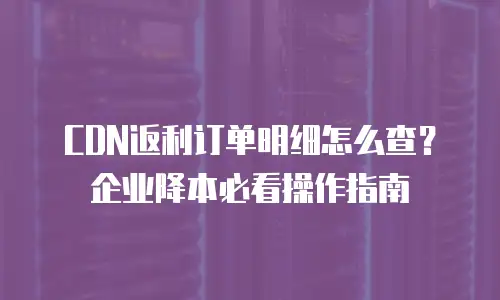 CDN返利订单明细怎么查？企业降本必看操作指南