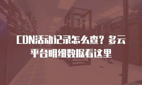 CDN活动记录怎么查？多云平台明细数据看这里
