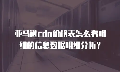 亚马逊cdn价格表怎么看明细的信息数据明细分析？