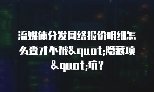 流媒体分发网络报价明细怎么查才不被"隐藏项"坑？