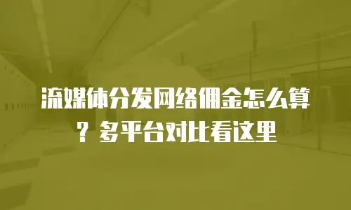 流媒体分发网络佣金怎么算？多平台对比看这里