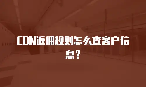 CDN返佣规则怎么查客户信息？