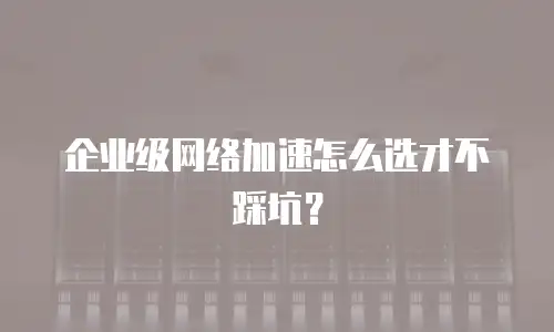 企业级网络加速怎么选才不踩坑？