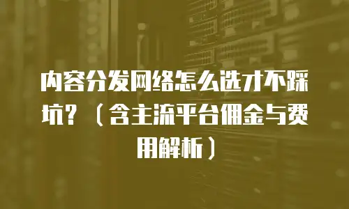 内容分发网络怎么选才不踩坑？（含主流平台佣金与费用解析）