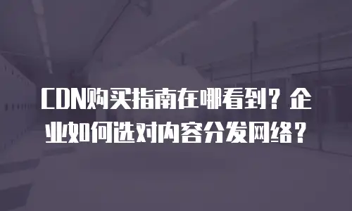 CDN购买指南在哪看到？企业如何选对内容分发网络？