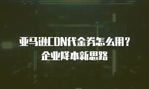 亚马逊CDN代金券怎么用？企业降本新思路
