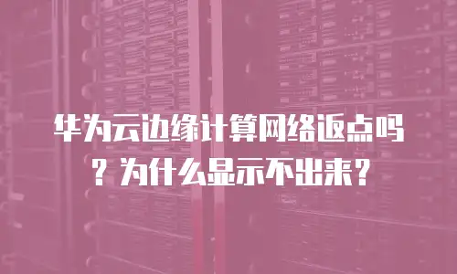 华为云边缘计算网络返点吗？为什么显示不出来？
