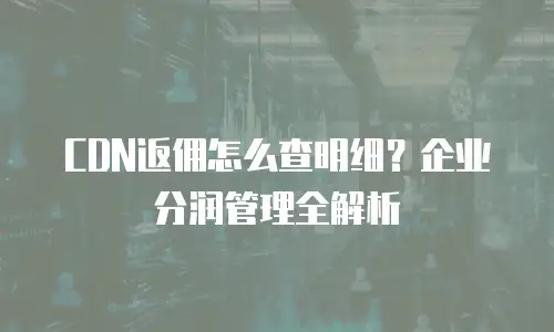 CDN返佣怎么查明细？企业分润管理全解析
