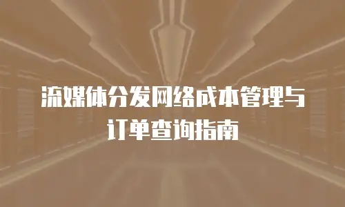 流媒体分发网络成本管理与订单查询指南
