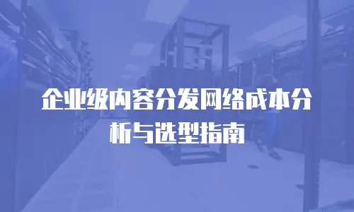 企业级内容分发网络成本分析与选型指南
