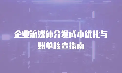 企业流媒体分发成本优化与账单核查指南