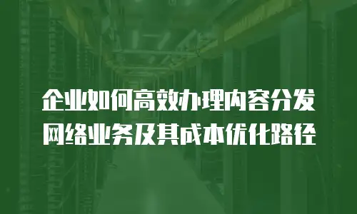 企业如何高效办理内容分发网络业务及其成本优化路径