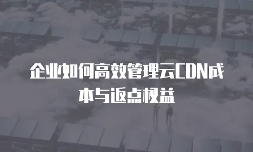 企业如何高效管理云CDN成本与返点权益