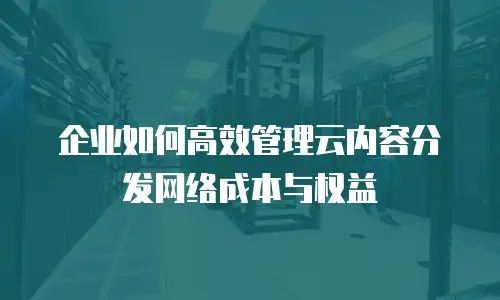 企业如何高效管理云内容分发网络成本与权益