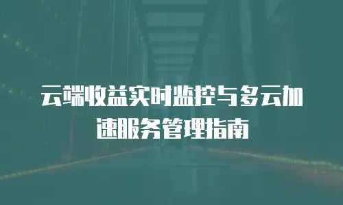 云端收益实时监控与多云加速服务管理指南