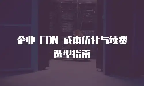 企业 CDN 成本优化与续费选型指南