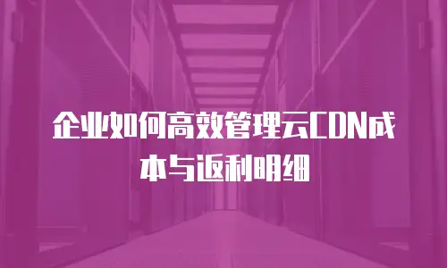 企业如何高效管理云CDN成本与返利明细