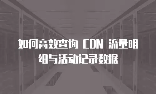 如何高效查询 CDN 流量明细与活动记录数据
