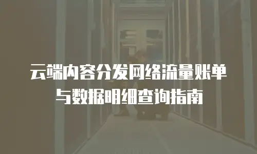 云端内容分发网络流量账单与数据明细查询指南