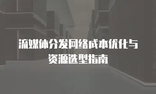 流媒体分发网络成本优化与资源选型指南