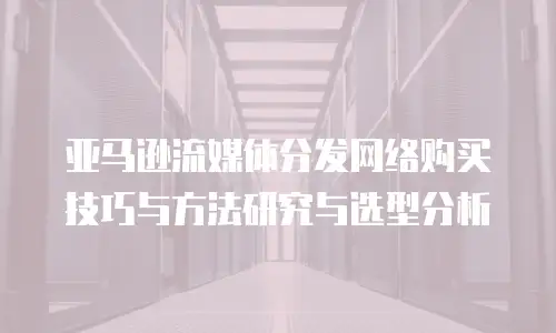 亚马逊流媒体分发网络购买技巧与方法研究与选型分析