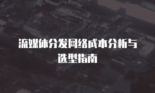 流媒体分发网络成本分析与选型指南