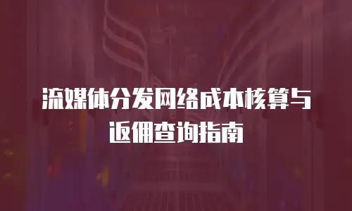 流媒体分发网络成本核算与返佣查询指南