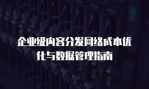 企业级内容分发网络成本优化与数据管理指南