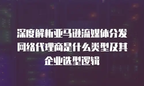 深度解析亚马逊流媒体分发网络代理商是什么类型及其企业选型逻辑