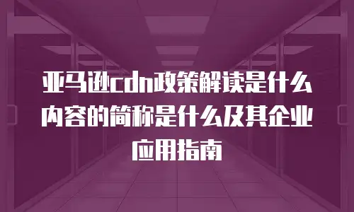 亚马逊cdn政策解读是什么内容的简称是什么及其企业应用指南