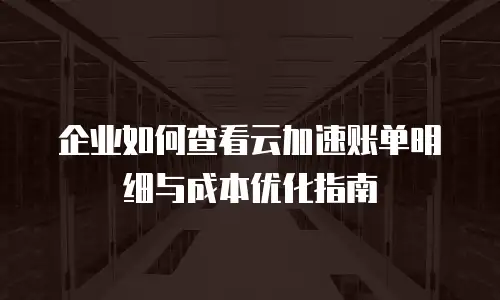 企业如何查看云加速账单明细与成本优化指南