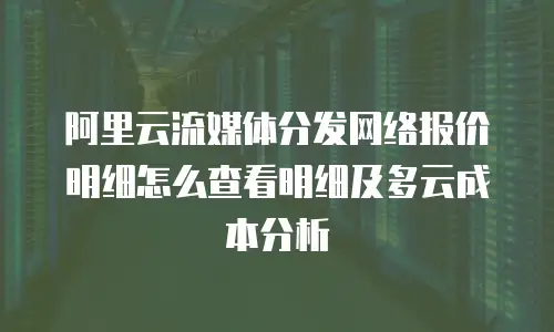 阿里云流媒体分发网络报价明细怎么查看明细及多云成本分析