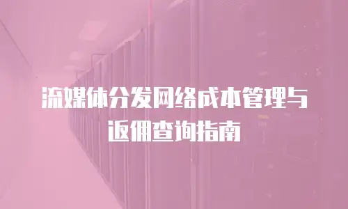 流媒体分发网络成本管理与返佣查询指南