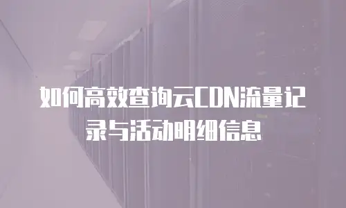 如何高效查询云CDN流量记录与活动明细信息