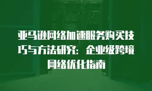 亚马逊网络加速服务购买技巧与方法研究：企业级跨境网络优化指南