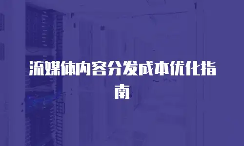 流媒体内容分发成本优化指南