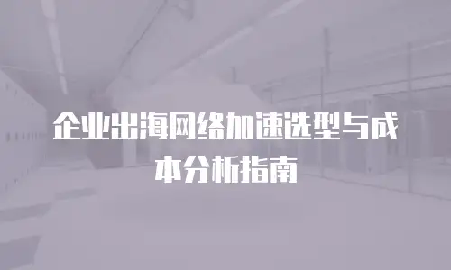 企业出海网络加速选型与成本分析指南