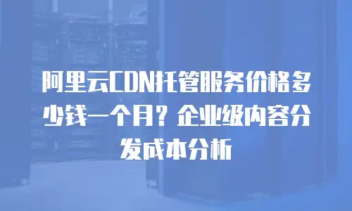 阿里云CDN托管服务价格多少钱一个月？企业级内容分发成本分析