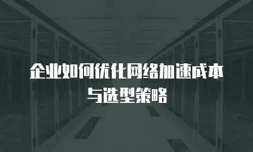 企业如何优化网络加速成本与选型策略