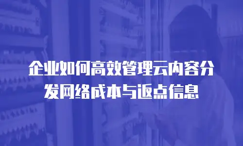 企业如何高效管理云内容分发网络成本与返点信息