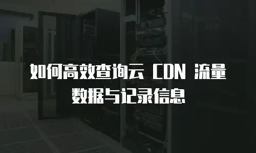 如何高效查询云 CDN 流量数据与记录信息