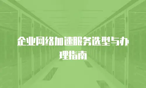 企业网络加速服务选型与办理指南