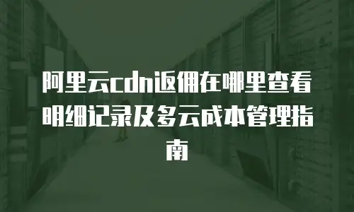 阿里云cdn返佣在哪里查看明细记录及多云成本管理指南