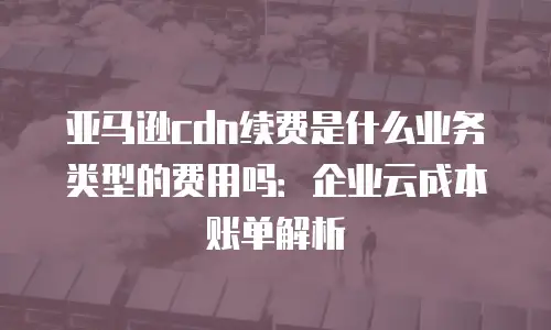 亚马逊cdn续费是什么业务类型的费用吗：企业云成本账单解析