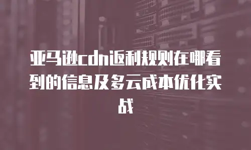 亚马逊cdn返利规则在哪看到的信息及多云成本优化实战